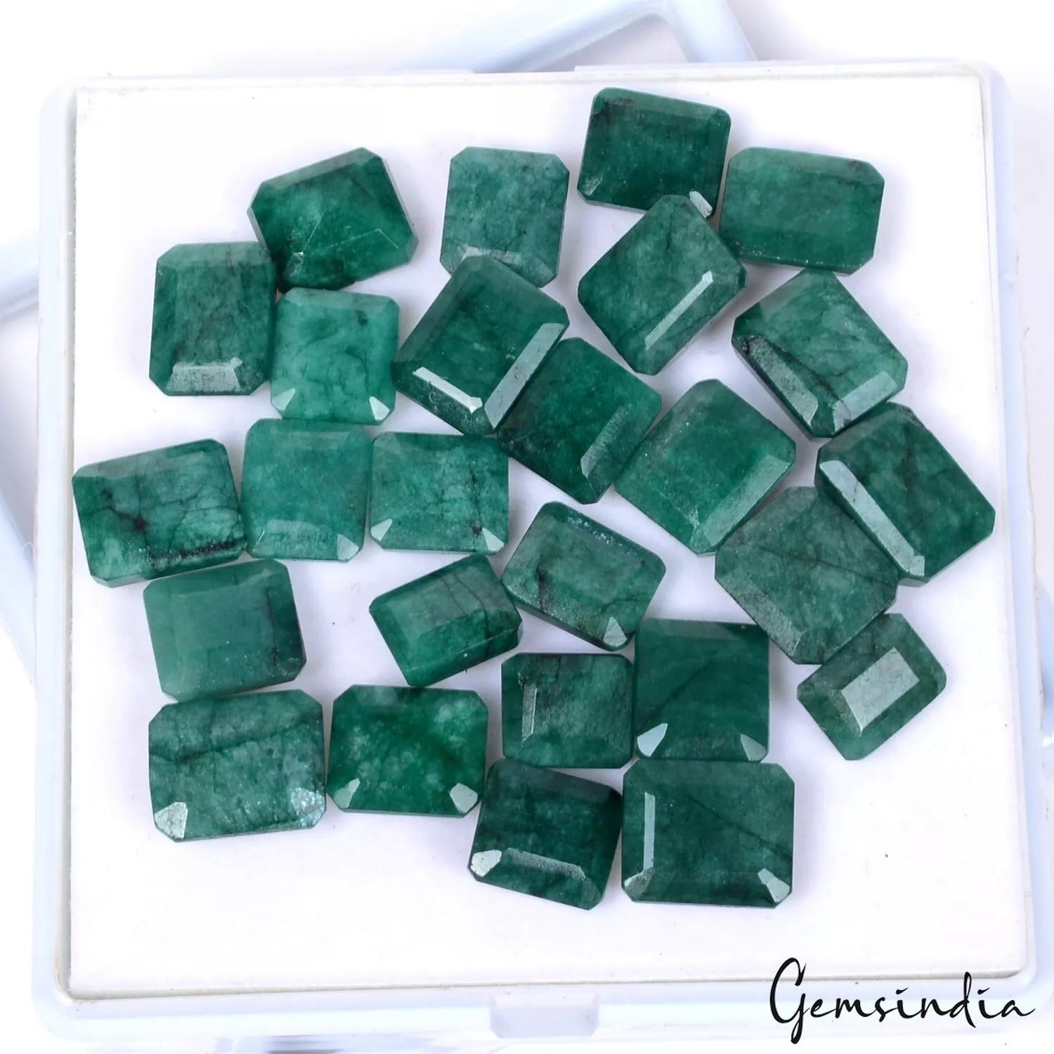 232.60 Ct 12-14mm Radiant Cut Natural Zambian Green Emerald Loose Gemstones 26Pc