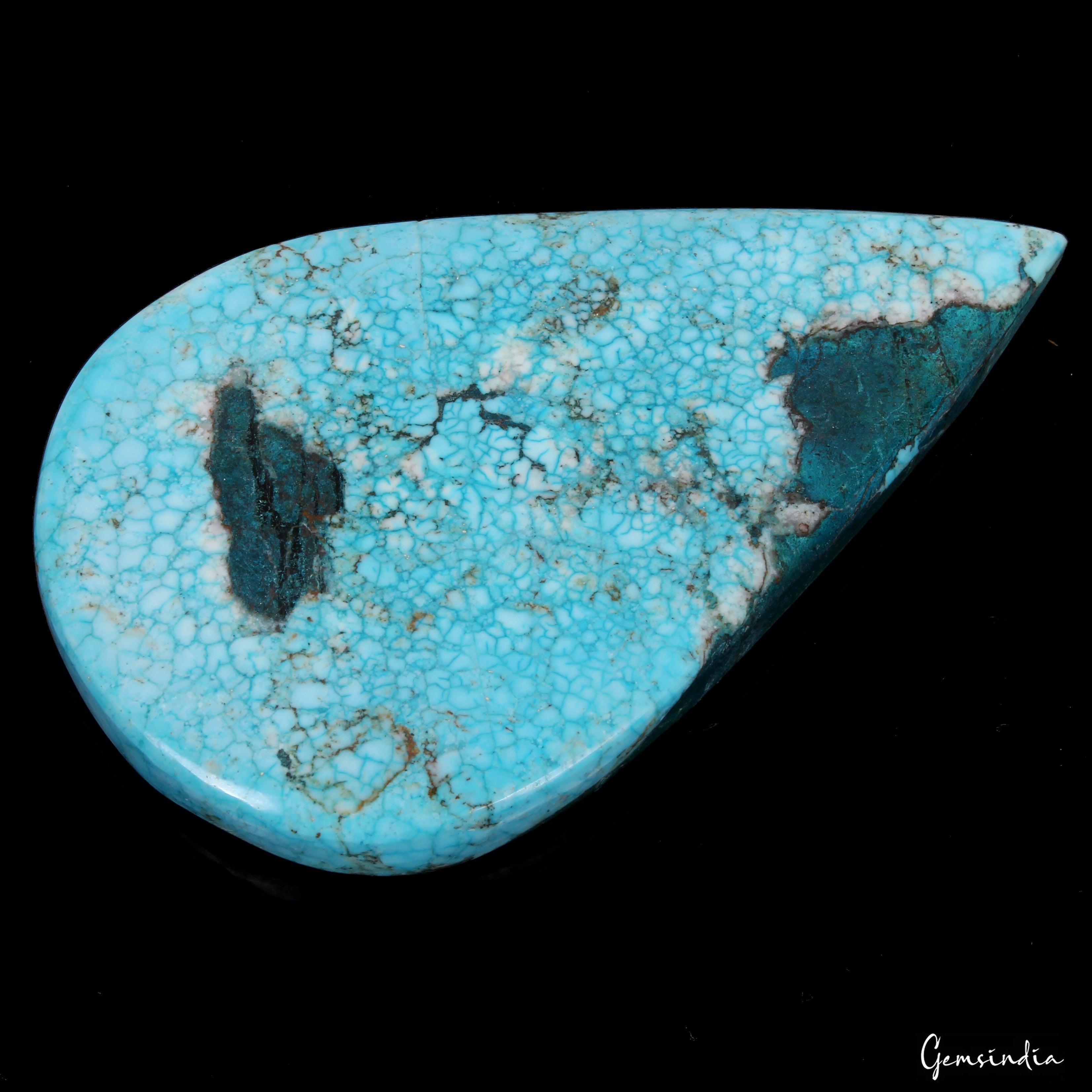AAA 370CT Blue USA Arizona Turquoise Loose Pear Cabochon Huge Size Gemstone~94mm
