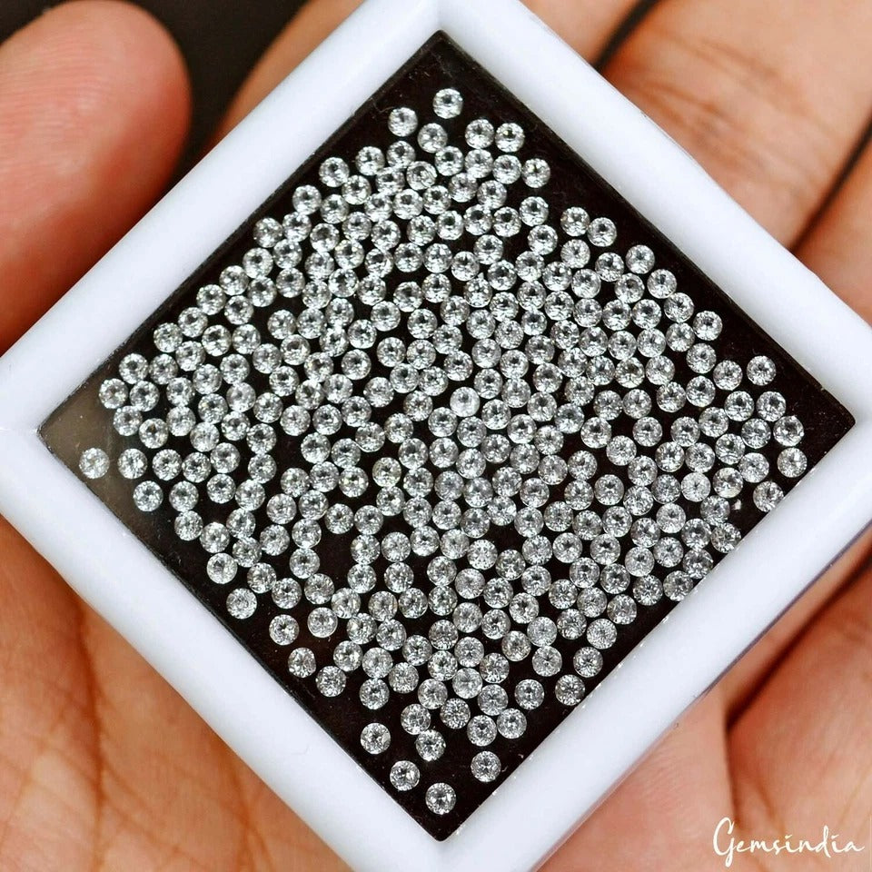 12.90 Ct/300 Pcs Natural White topaz Round Calibrated 2mm Loose Gems For Jewelry