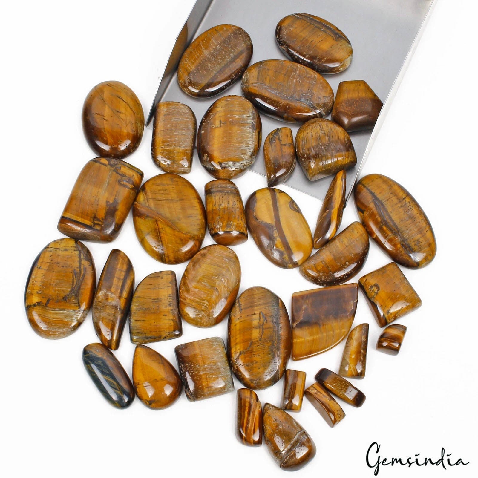 1300 Cts Natural Brown Tiger's eye Cabochon Loose Gemstone 11-44mm Wholesale Lot