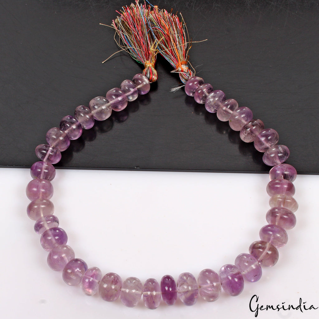 14" Natural Purple Amethyst Round Cabochon Smooth Round 12-17mm Beads Strand