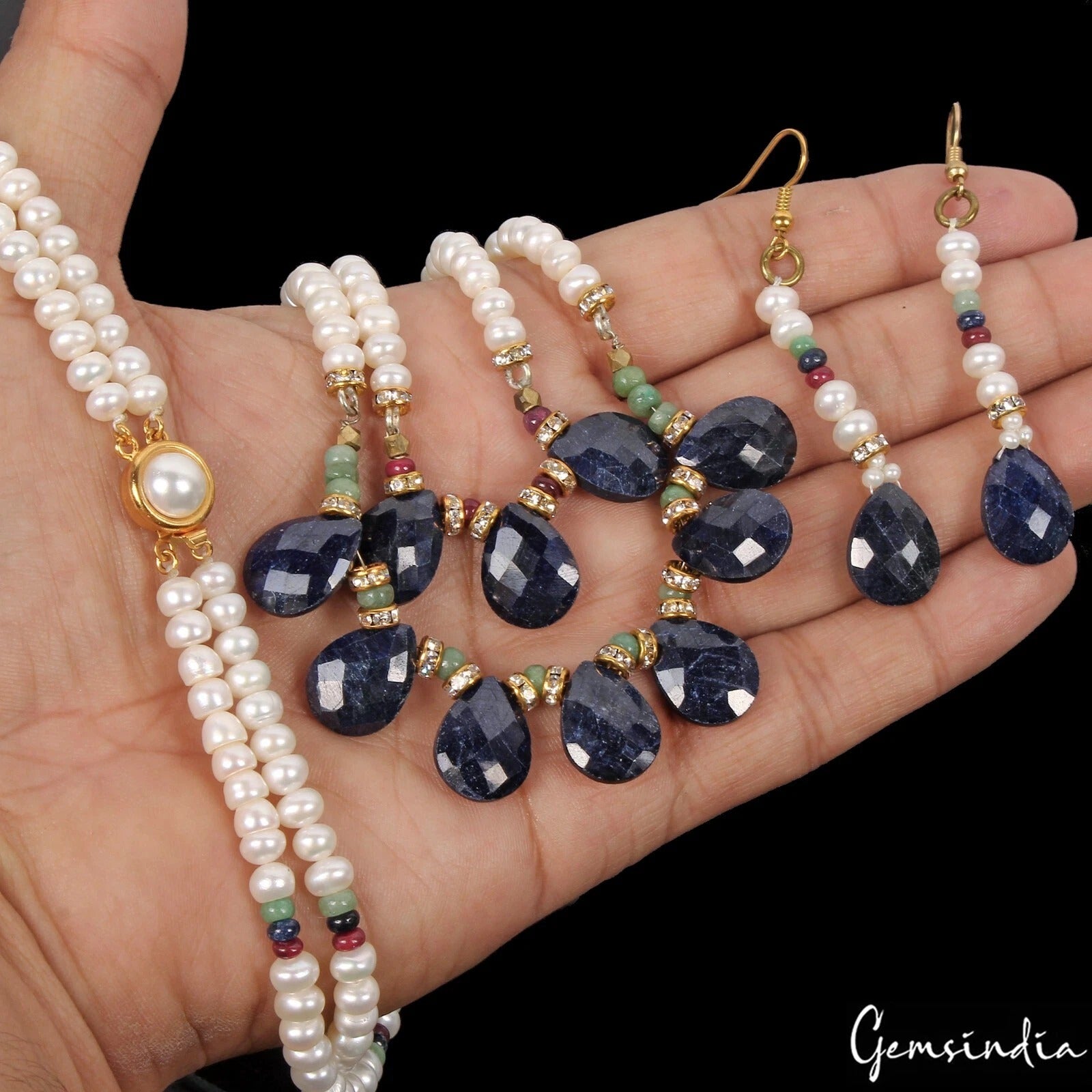 Pearl Necklace, Color Enhanced, White — 21 Inch, India