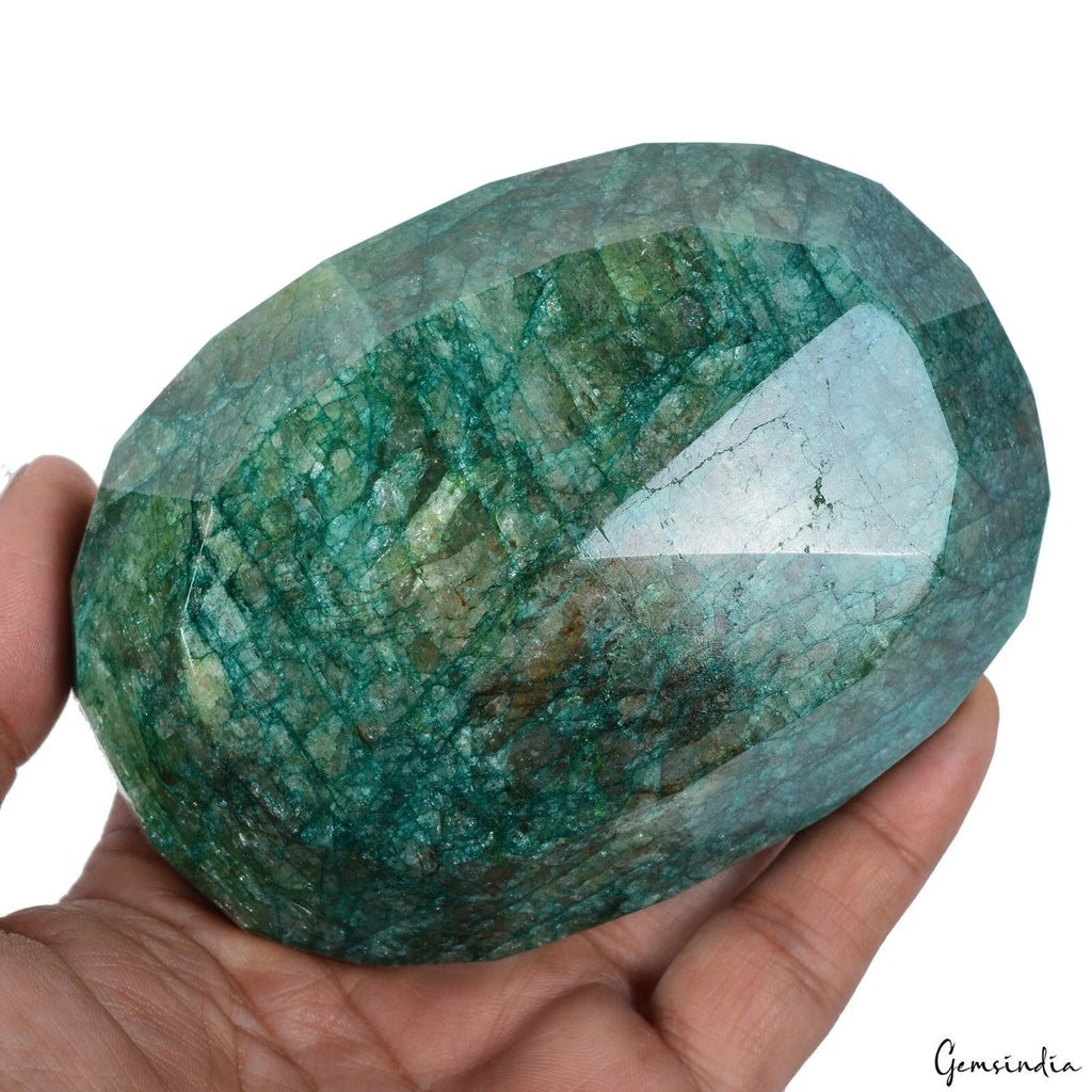 Brazilian Emerald Loose Gemstone, Oval Faceted, Color Enhanced — 112x82x44 mm, 3480 Ct, Brazil