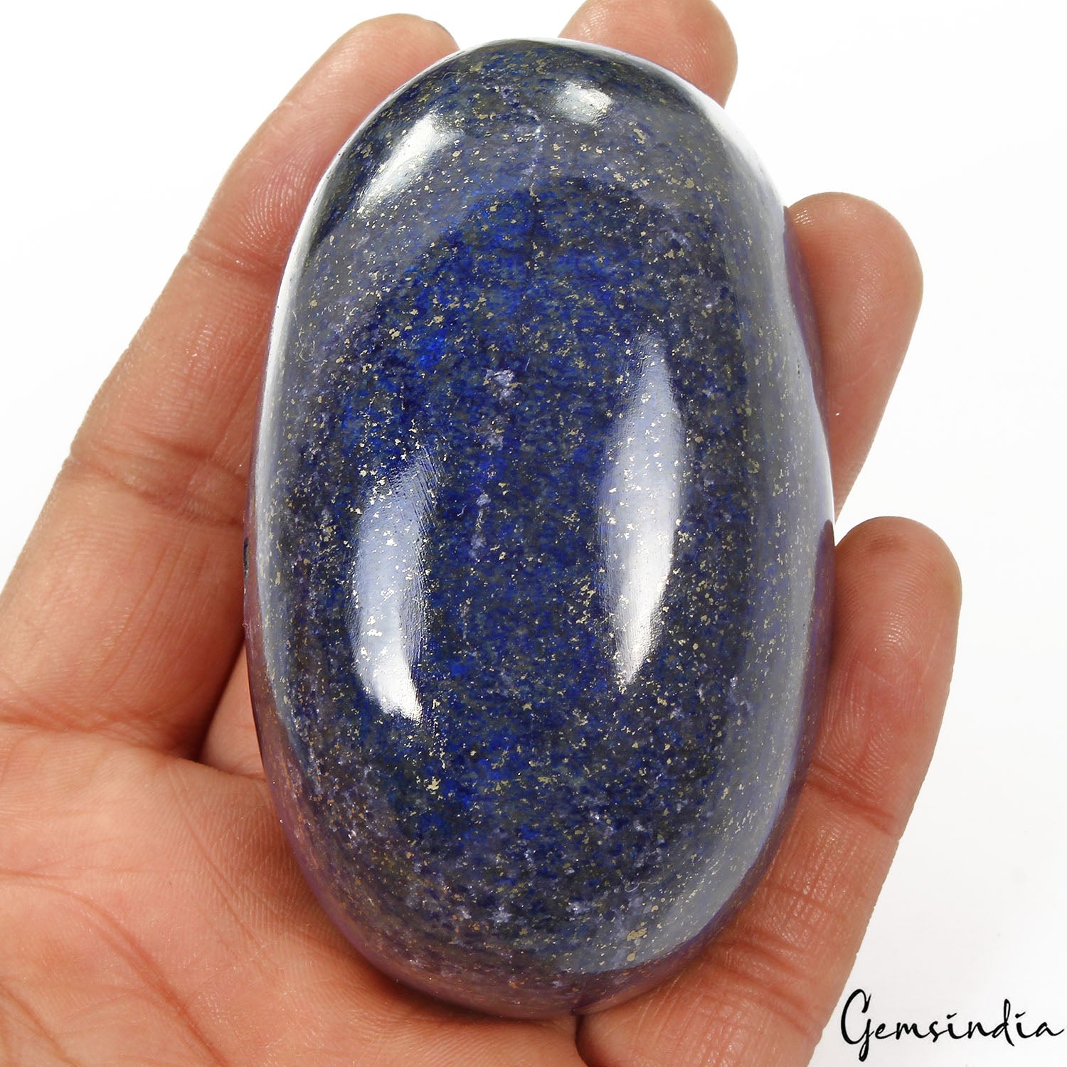 Pyrite Cabochon, Color Enhanced, Blue — 84x50x33mm, 1420 Ct, Afghanistan