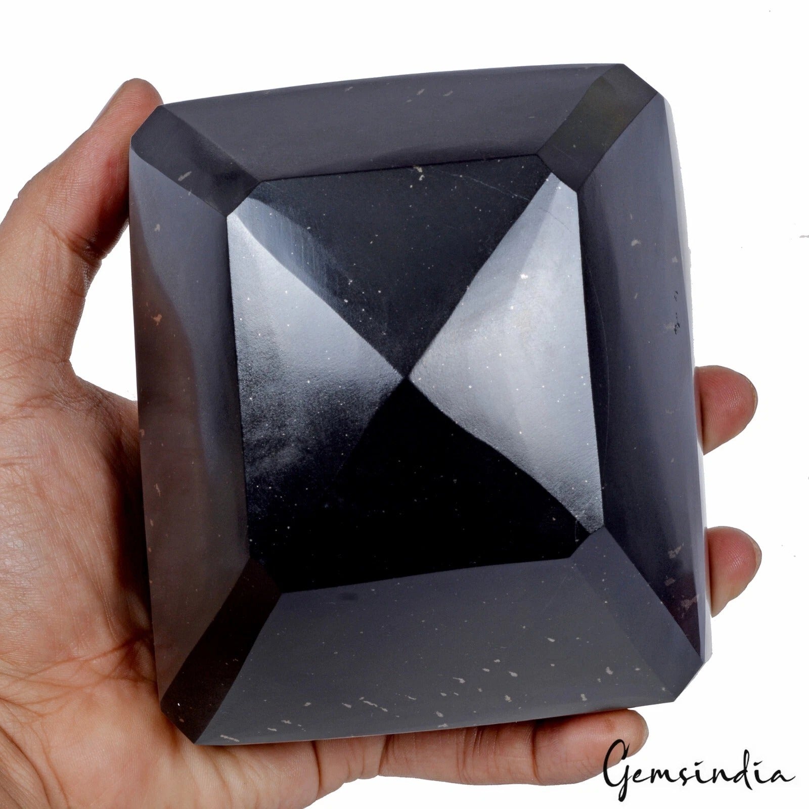 2Kg Natural Untreated Black Obsidian With Gold Fleck Octagon Cut Museum Size Gem