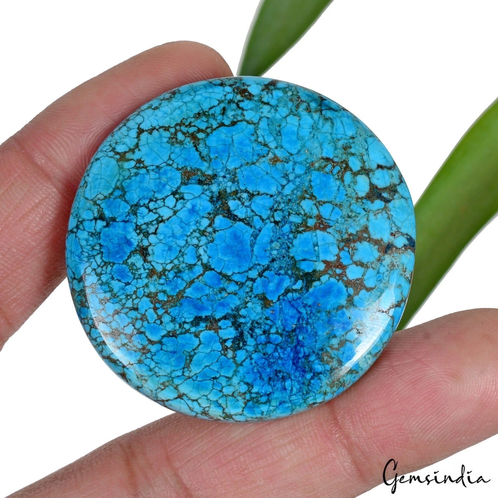 Natural Blue Turquoise Round Cab Loose Gemstone 110.50 Cts For Making Pendant