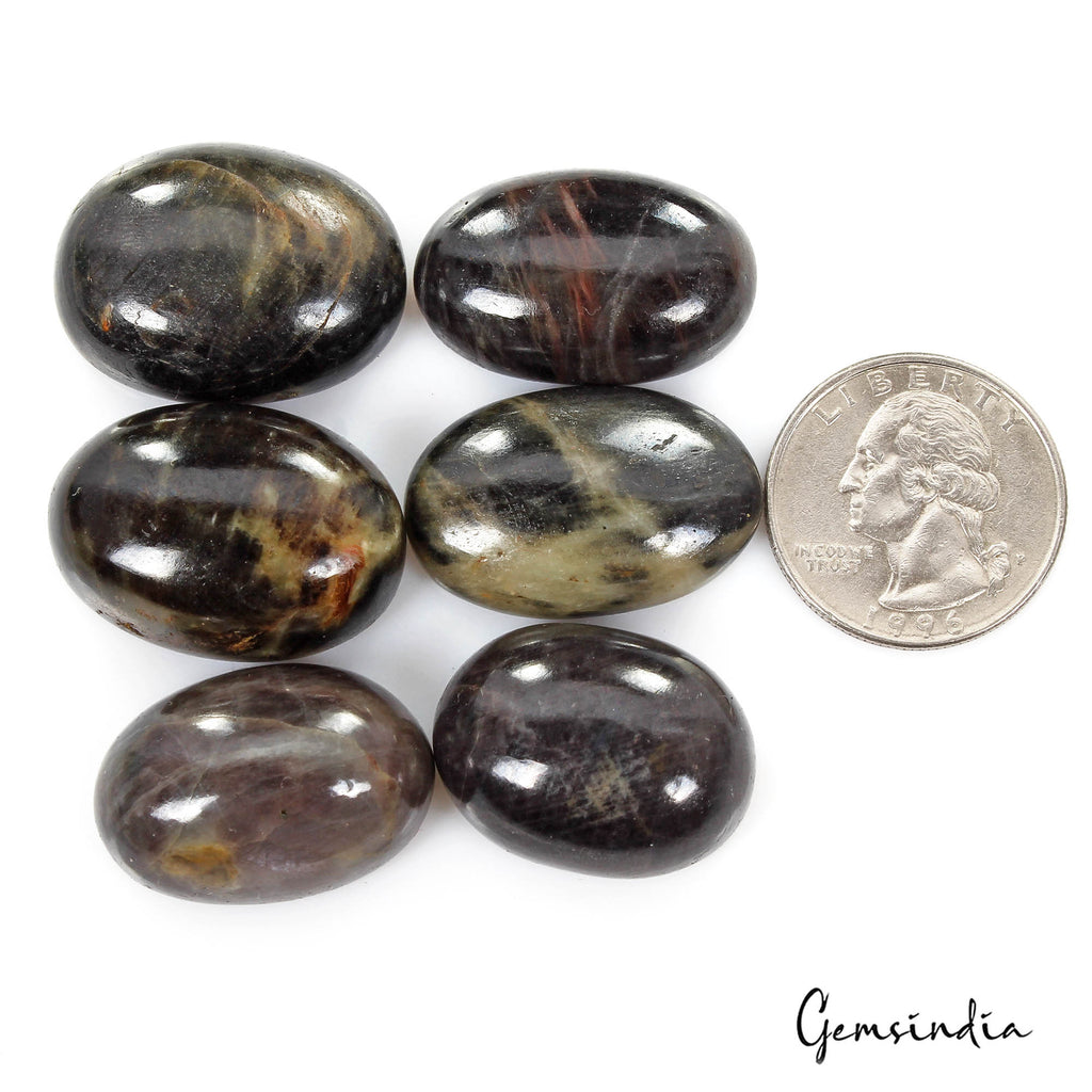 400 Cts/6 Pcs Natural Untreated Black Sapphire Oval Cab Loose Gems Wholesale Lo