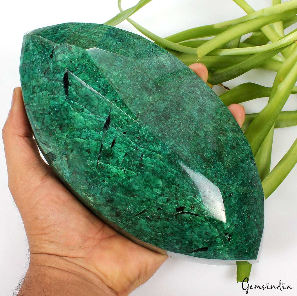 2.3 Kilo Natural Green Emerald Marquise Cut Earth mined Huge Brazilian Gemstone