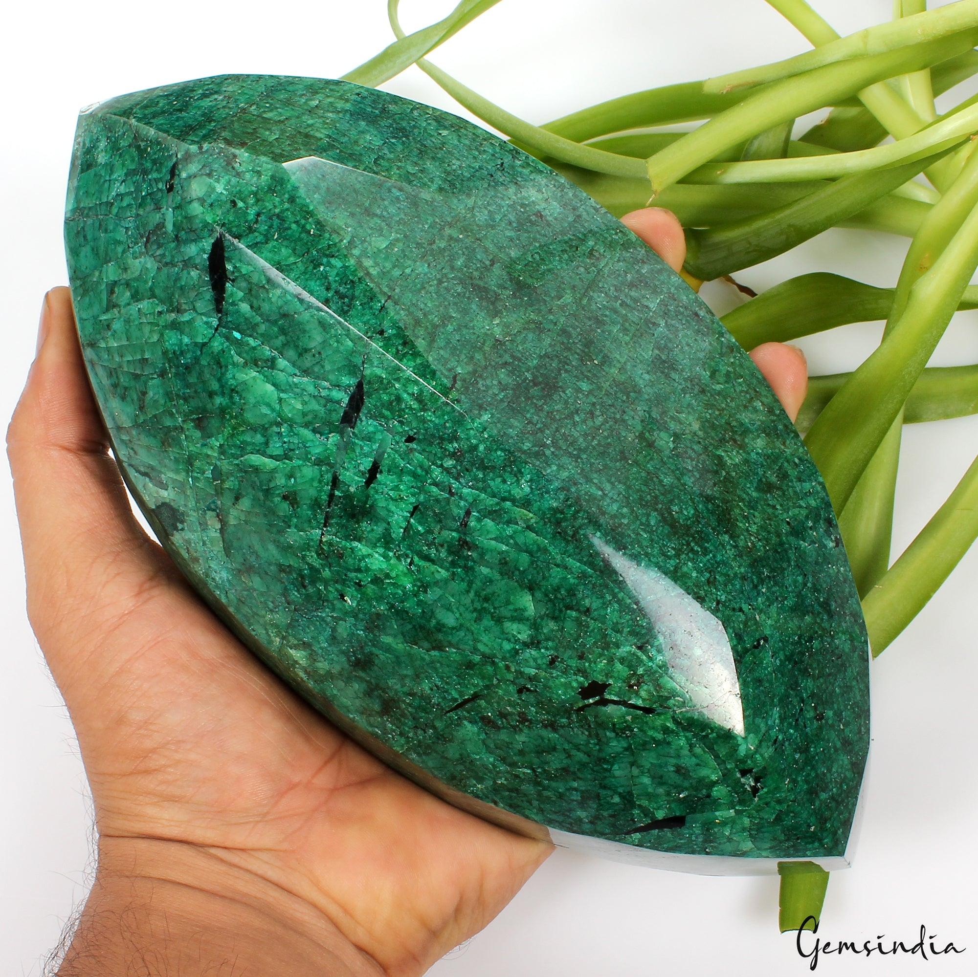 2.3 Kilo Natural Green Emerald Marquise Cut Earth mined Huge Brazilian Gemstone