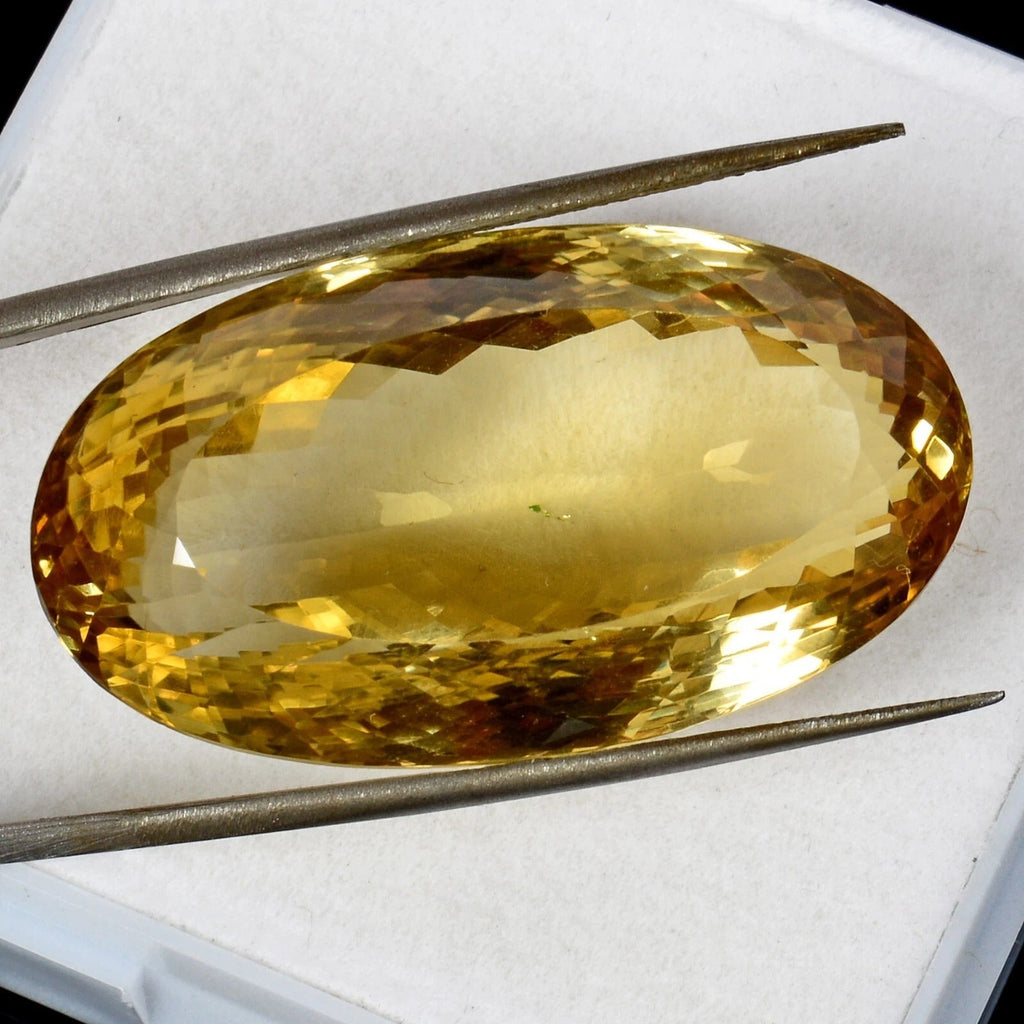 Oval Cut Natural Unheated Top Yellow Citrine Brazil 73.20 Cts 35x20mm Gemstone~