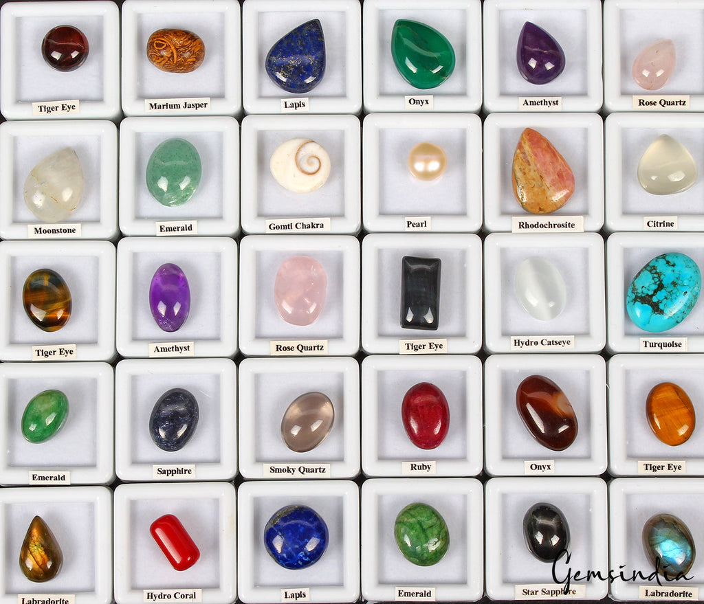 30 Pcs~ Estate Genuine Loose Multi Gemstones Collection Lot in Handmade Wood Box