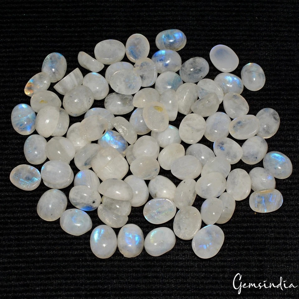 240 Cts/80 Pcs Natural Untreated Blue Shine Moonstone Oval Cab Gems For Jewelry