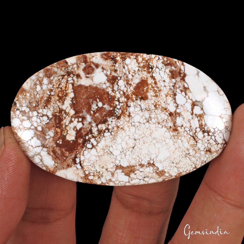 110 Cts Natural Untreated Nevada USA White Brown Buffalo Turquoise Oval Cab Gem