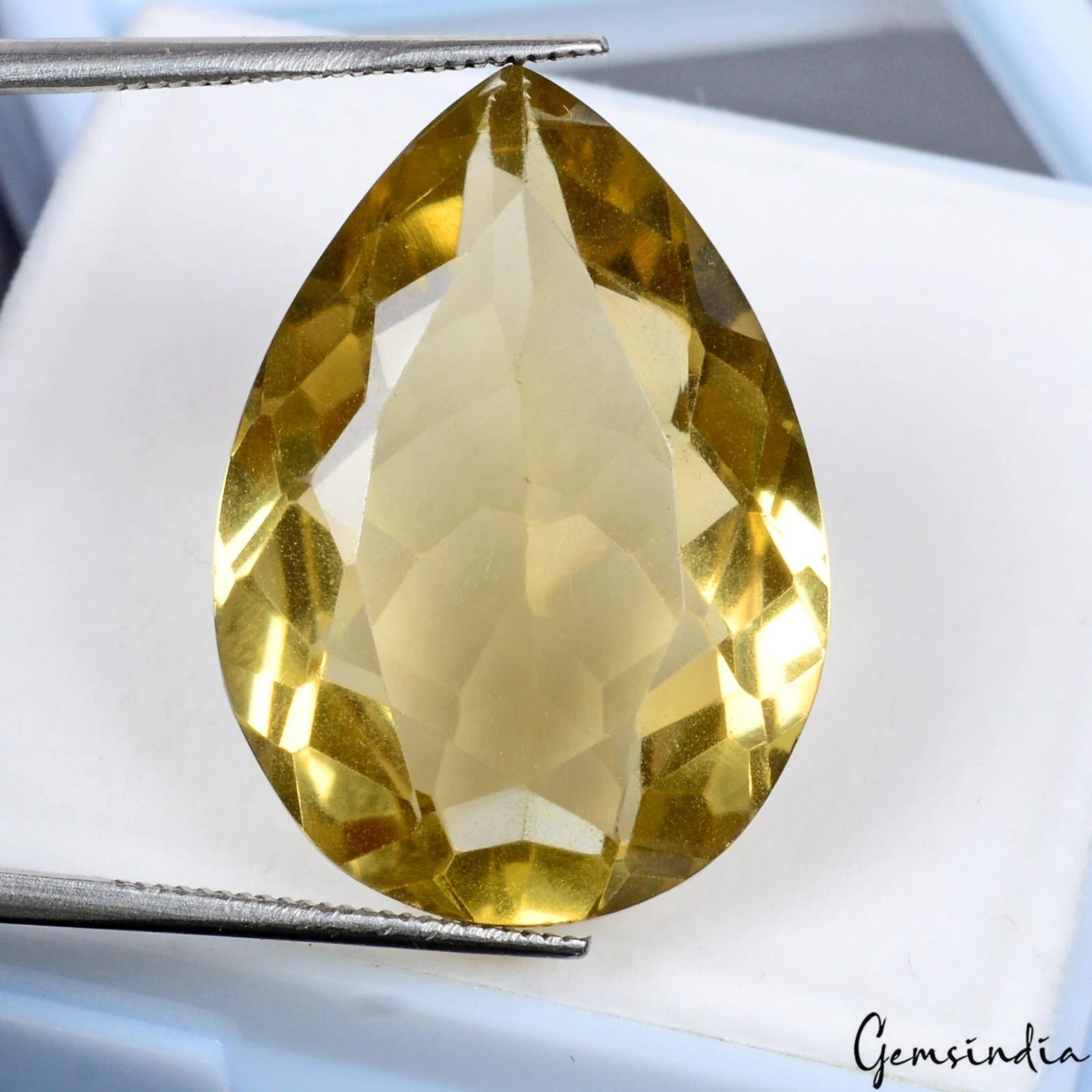 24.50 Cts Natural Untreated Brazilian Yellow Citrine Pear Cut Loose Gem For Ring