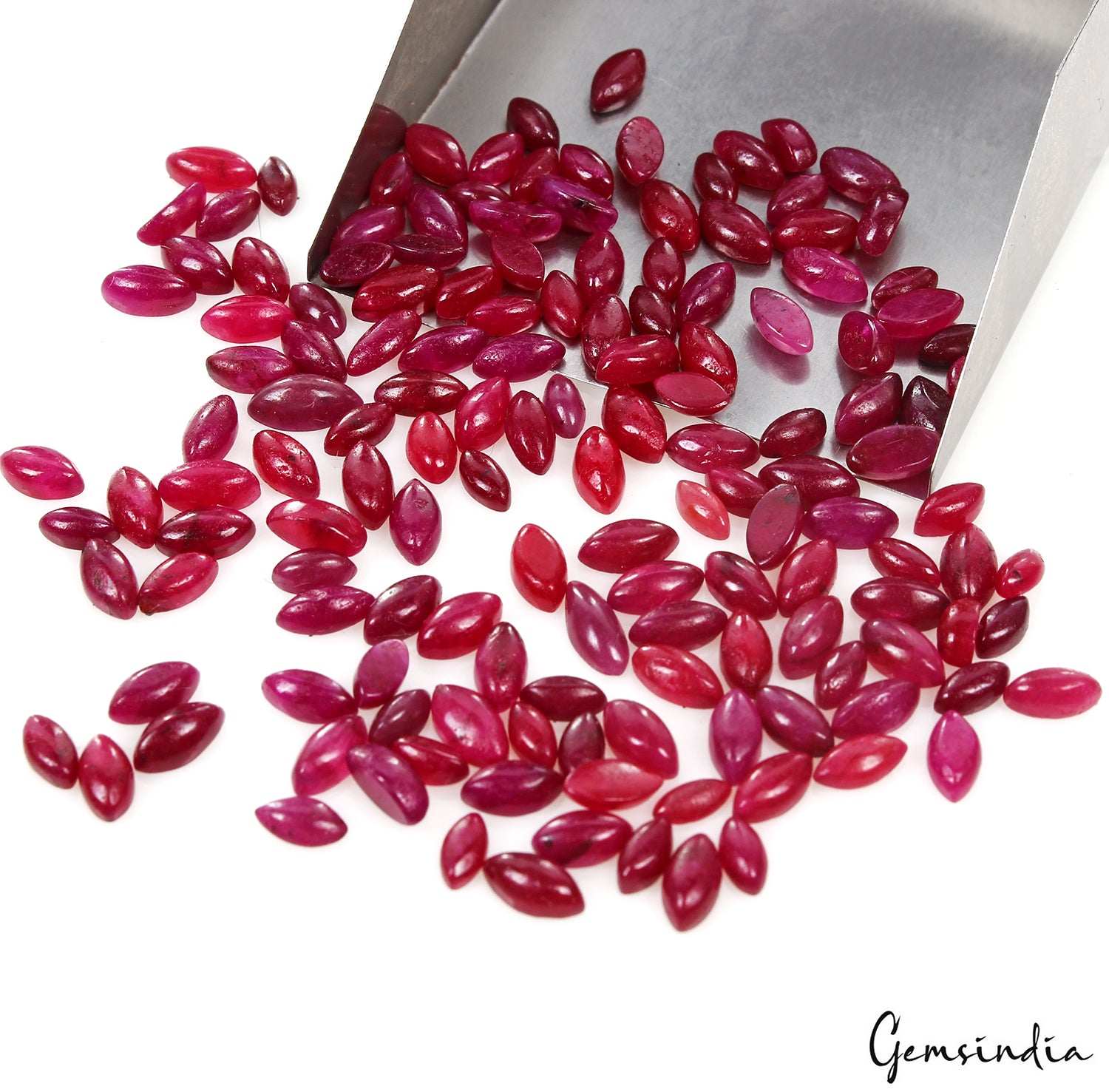 Ruby Lot, Cabochon, Color Enhanced, Pink — 146 Pieces, 4mm to 7mm, 56.70 Ct, Madagascar