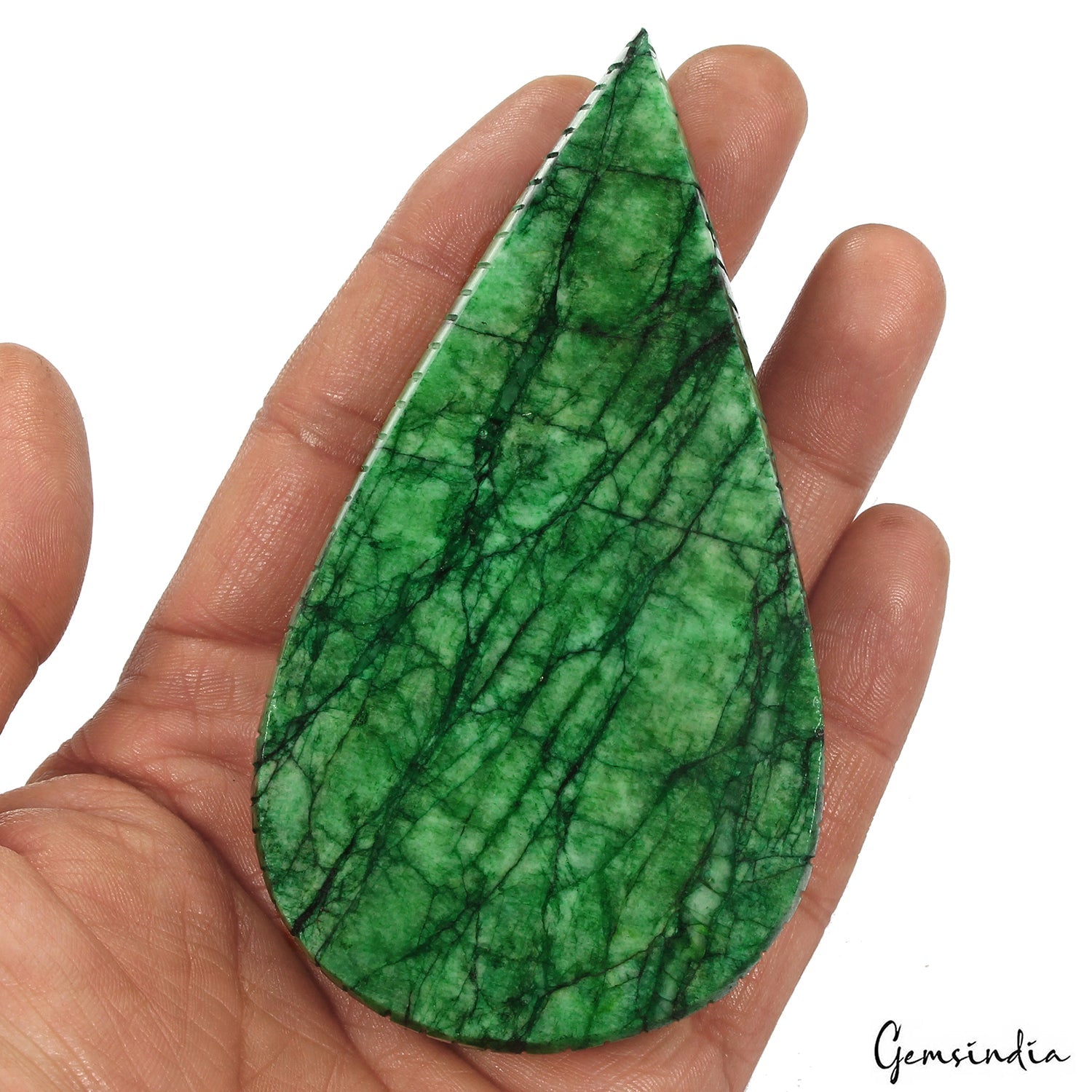 1130 Ct Natural Green Brazilian Emerald Pear Carving Museum Size Loose Gemstone