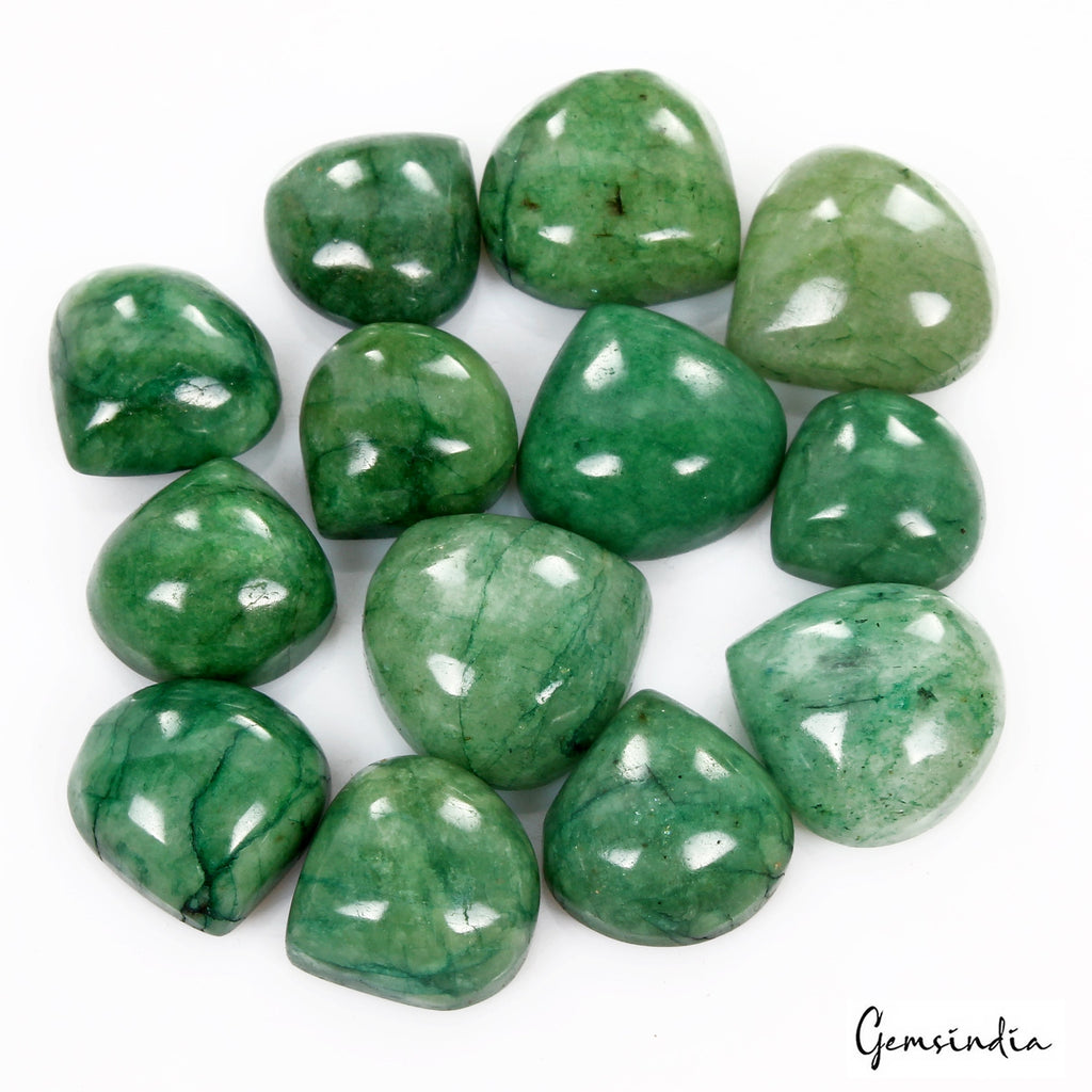 300 Ct/13 Pcs Natural Brazilian Green Emerald Pear Cab 16mm-20mm Loose Gemstones