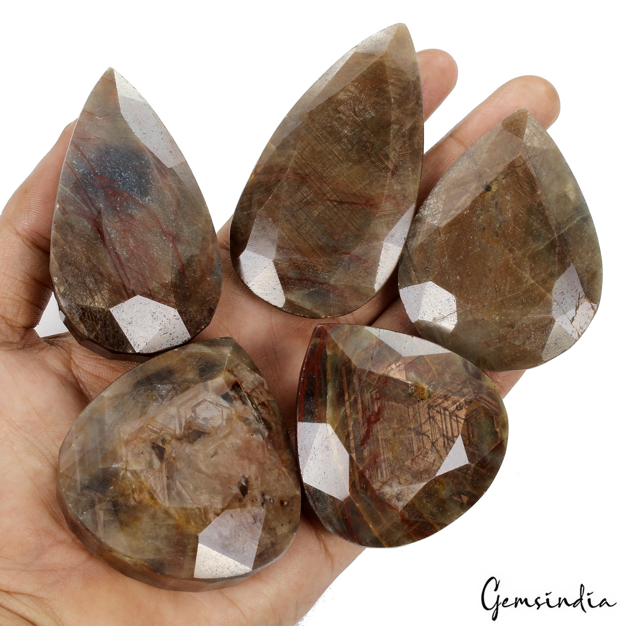 3260 Ct/5 Pcs Natural Untreated Brown Sapphire Pear Cut Wholesale Gemstones Lot