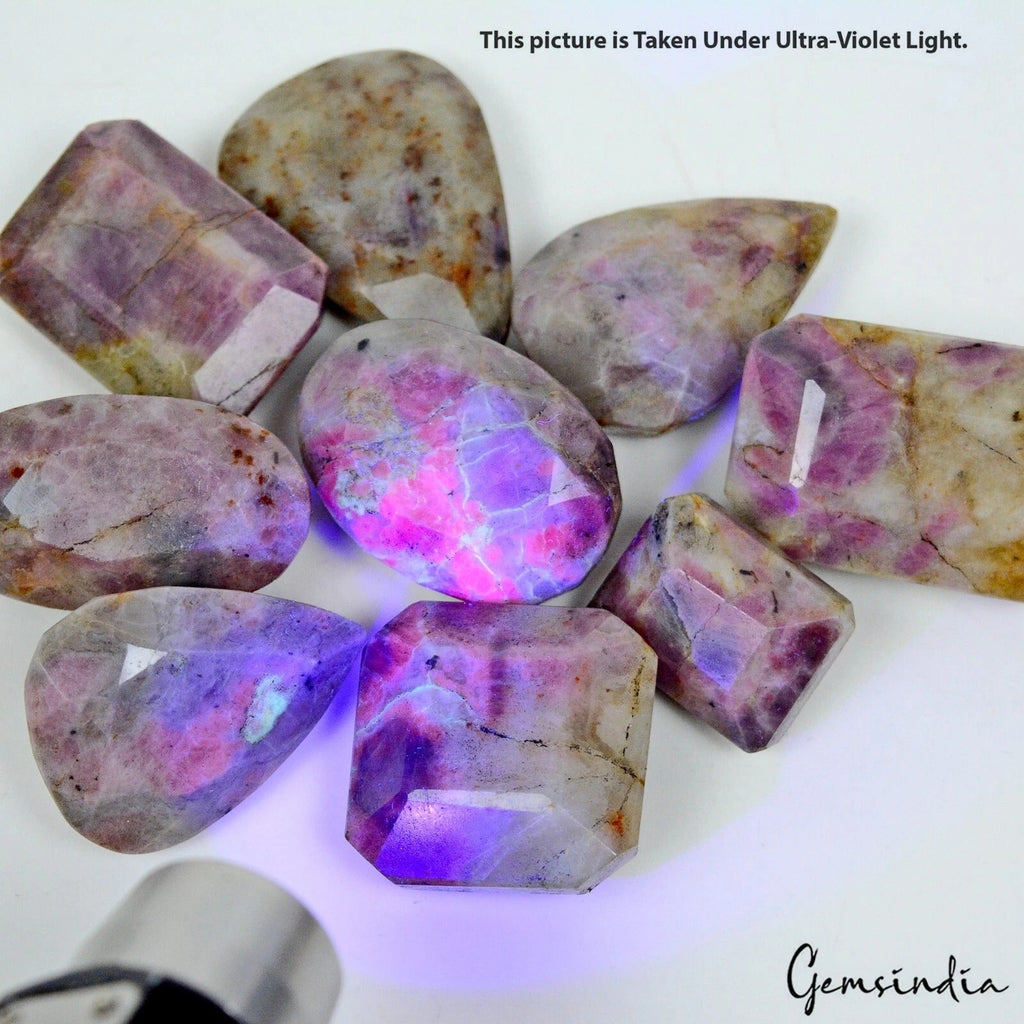 1950 Ct/9 Pcs Natural Untreated Bi-Color Ruby in Crystal Matrix Mix Cut Gems Lot