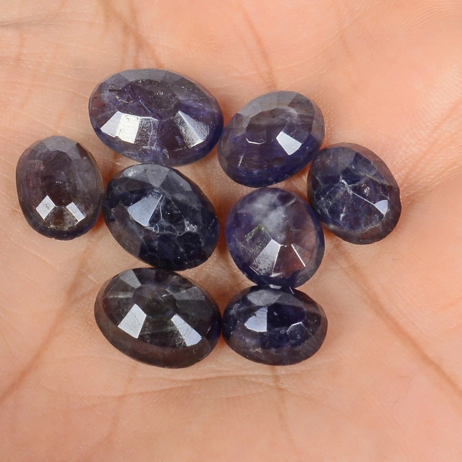 42.80 Ct/8 Pcs Natural Untreated Blue Iolite Oval Cut Loose Gems Lot For Jewelry