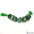 690 Ct/7 Pcs Natural Green Emerald Round Checker Cut Loose Beads For Jewelry