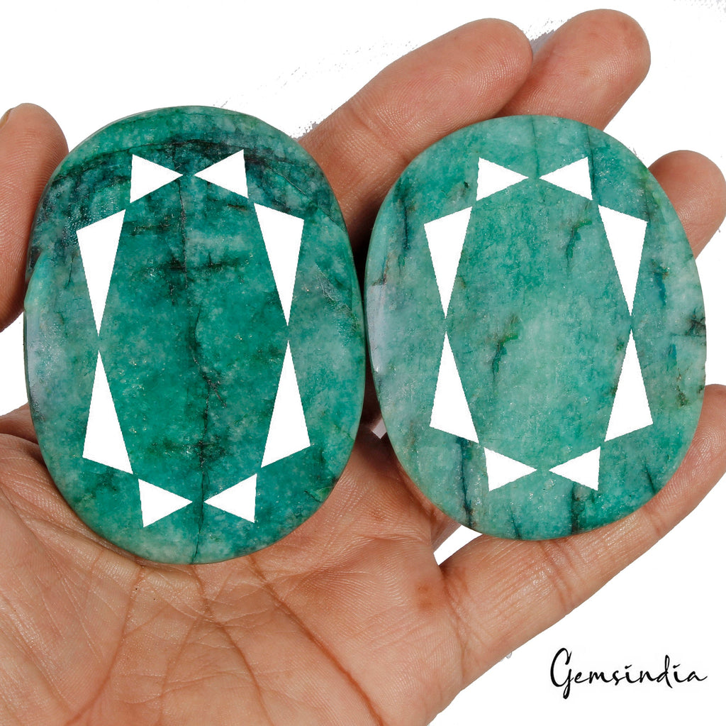 1100 Cts/2 Pcs Natural Brazilian Green Emerald Oval Cut Loose Wholesale Gems Lot