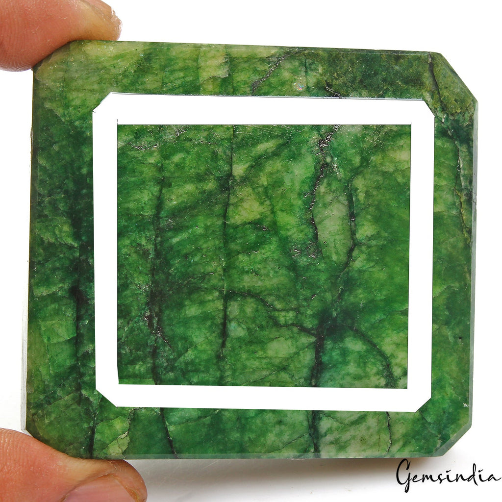 Certified 1220Ct Natural Brazilian Green Emerald Octagon Cut Huge Size Loose Gem