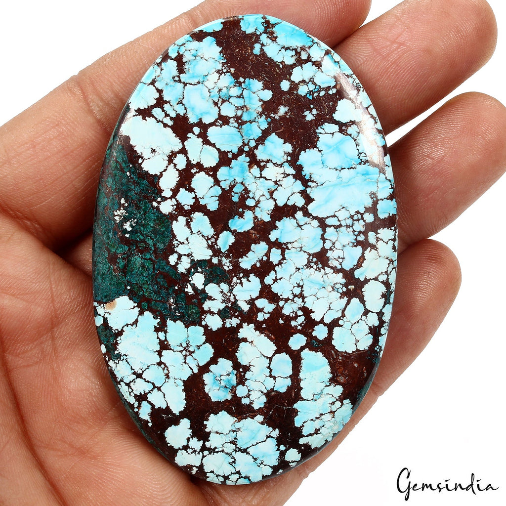 Large 260.50 Ct Spiderweb Turquoise Blue Oval USA Arizona Loose Cab Gemstone