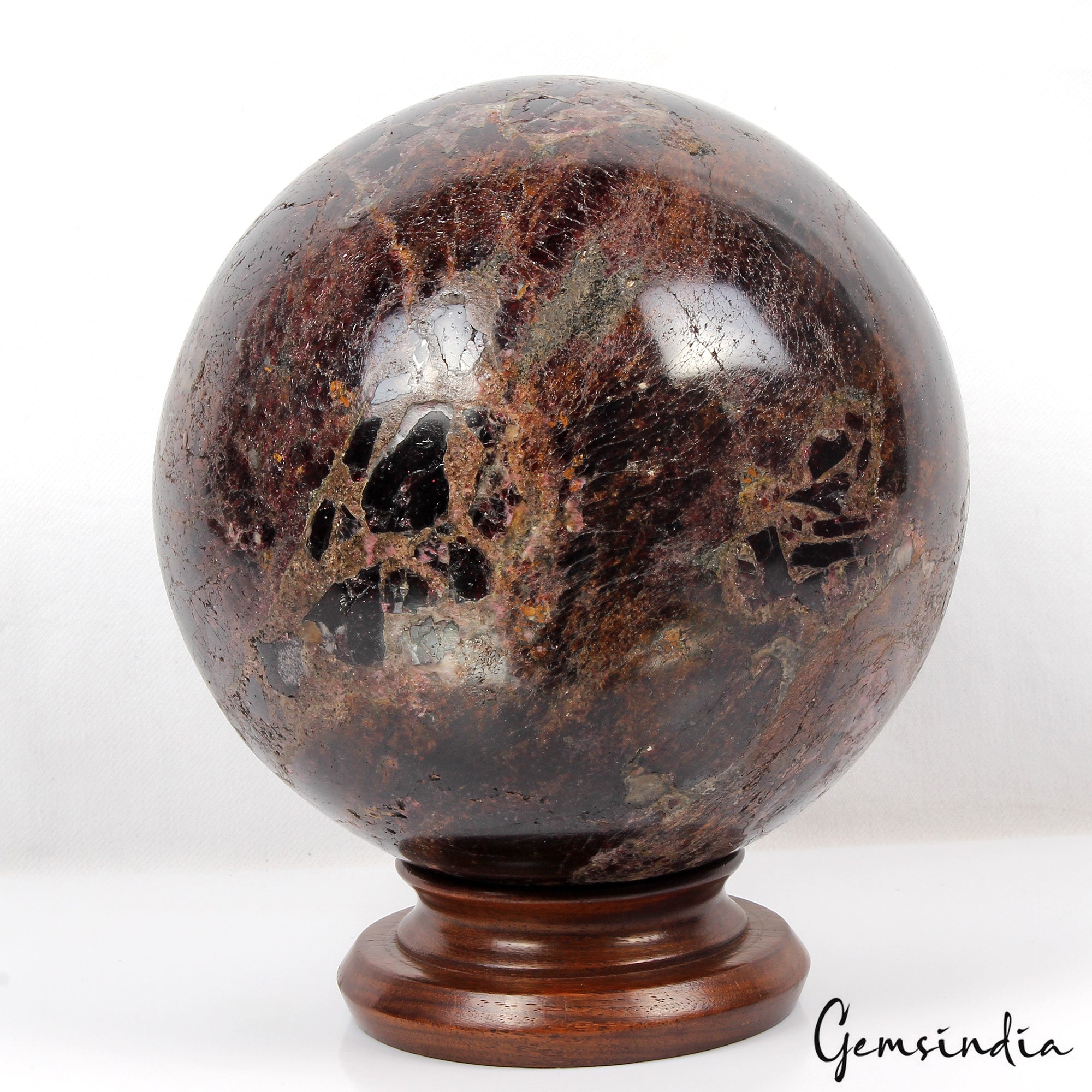 Large 6.9in Red Almandine Garnet Stone Healing Meditation Charged Power Sphere