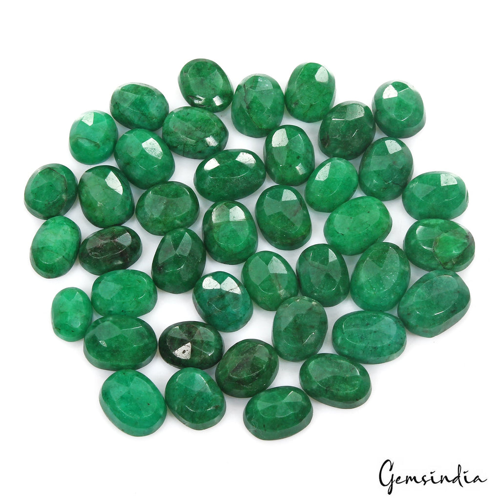 560 Ct/40 Pcs Natural Brazilian Dark Green Emerald Oval Faceted Loose Gems Lot
