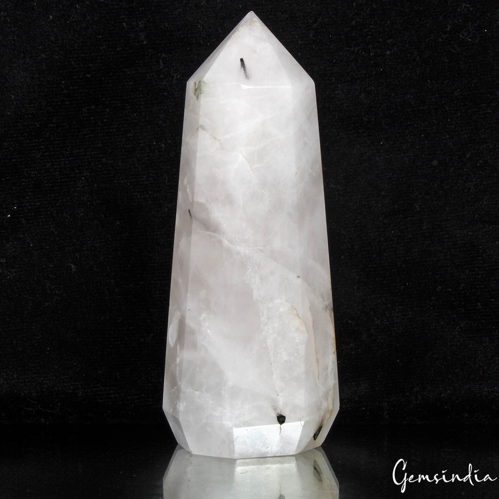 1180 Cts Natural Tourmaline in Rutilated Quartz Obelisk Tower Wand Point Healing