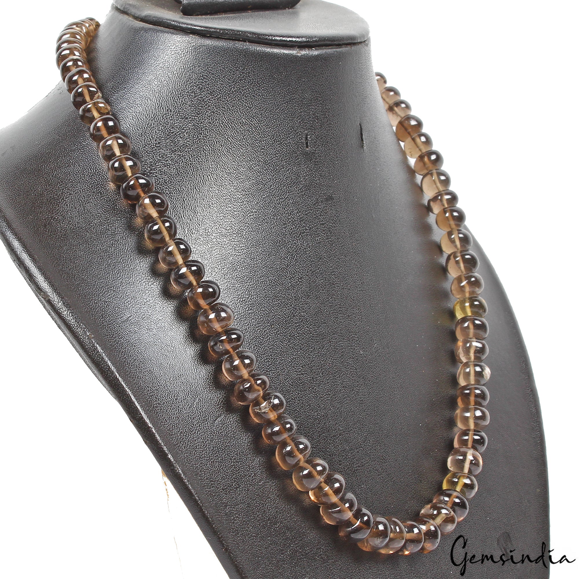370 Cts Natural Untreated Brown Smoky Quartz Round Beaded Single Strand Necklace