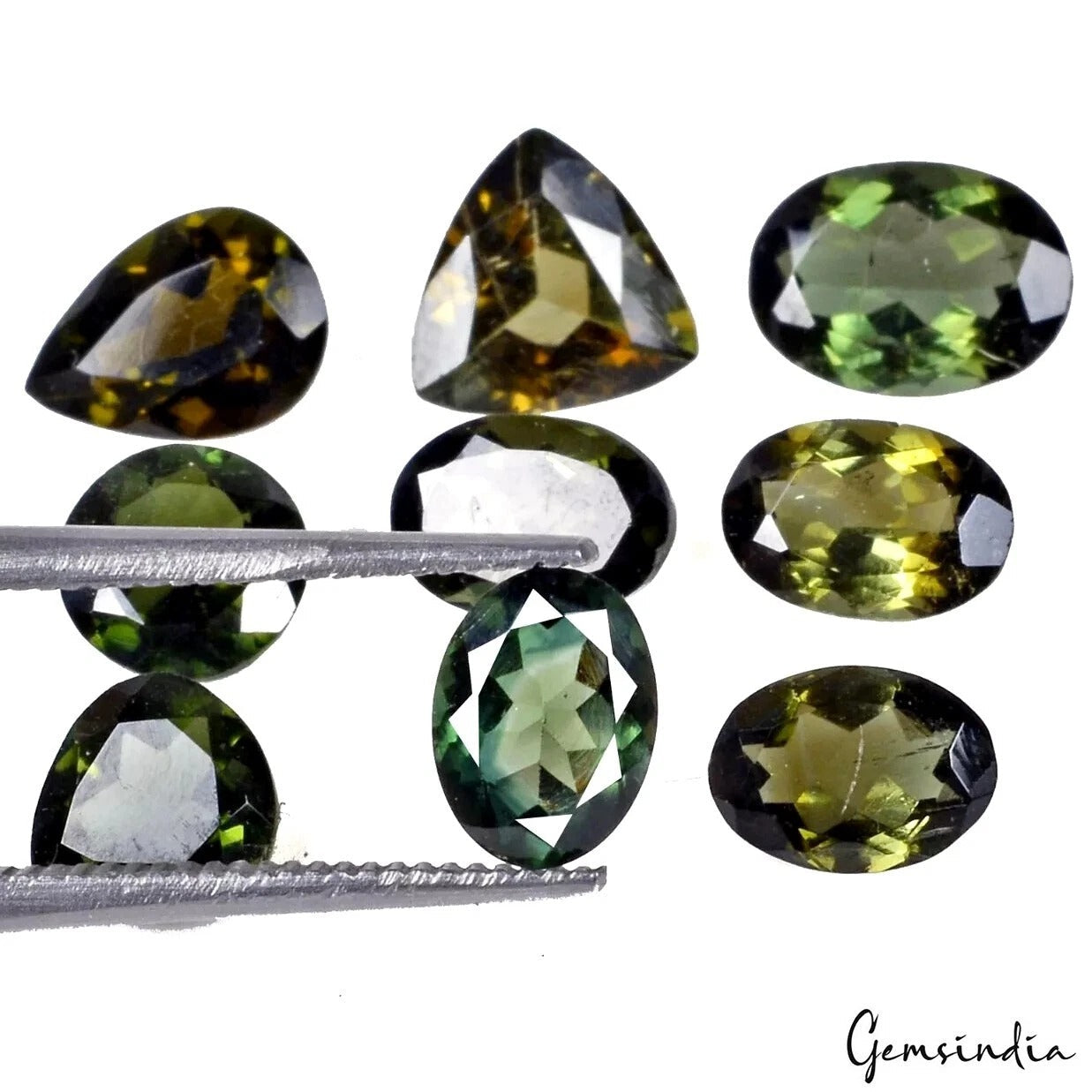 9 Pcs Natural Green Tourmaline 6-8mm Mix Cut Untreated Sparkling Loose Gemstones