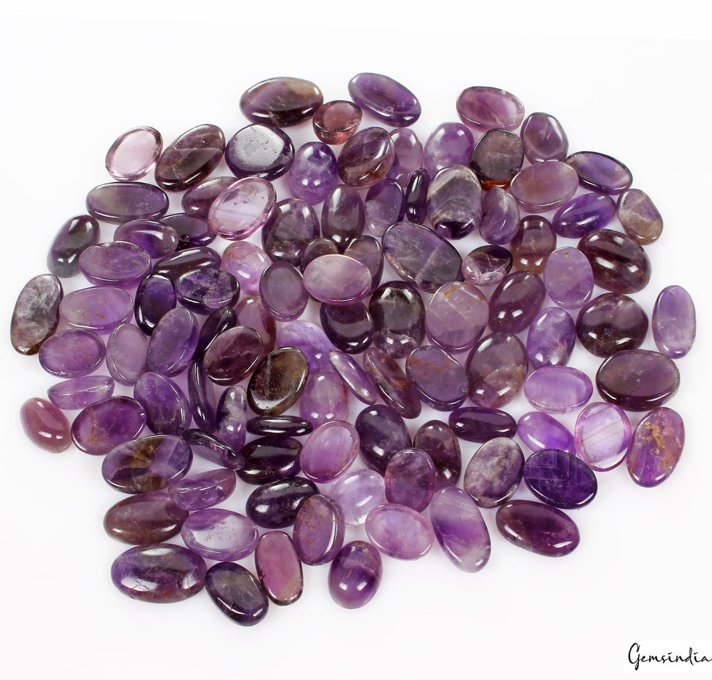 100 Pcs Natural Purple Amethyst Oval Cabochon Loose Gemstone Lot 16-23MM 1150 Ct