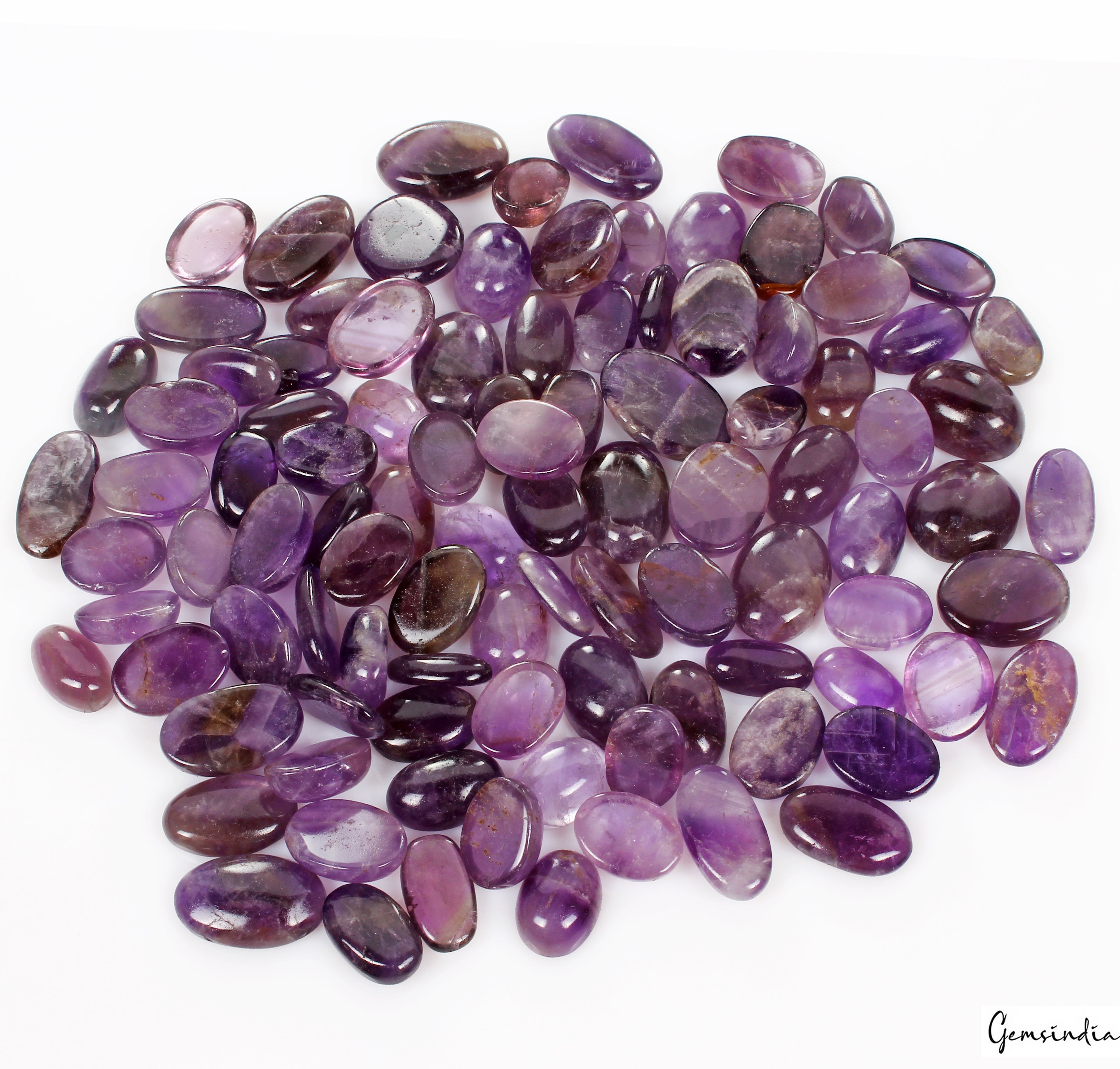 100 Pcs Natural Purple Amethyst Oval Cabochon Loose Gemstone Lot 16-23MM 1150 Ct