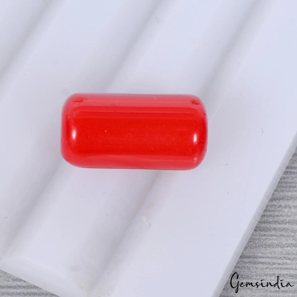 Coral Cabochon, Red — 14x7x6 mm, 6.30 Ct