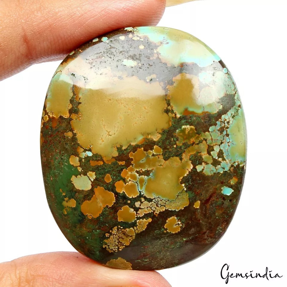 Natural Untreated Bi-color Turquoise Oval Cabochon Loose Gemstone ~113.60 Cts