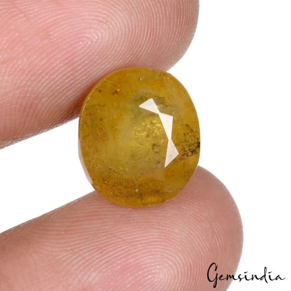 Yellow Sapphire Loose Gemstone, Untreated — 13x11x7 mm, 9.50 Ct