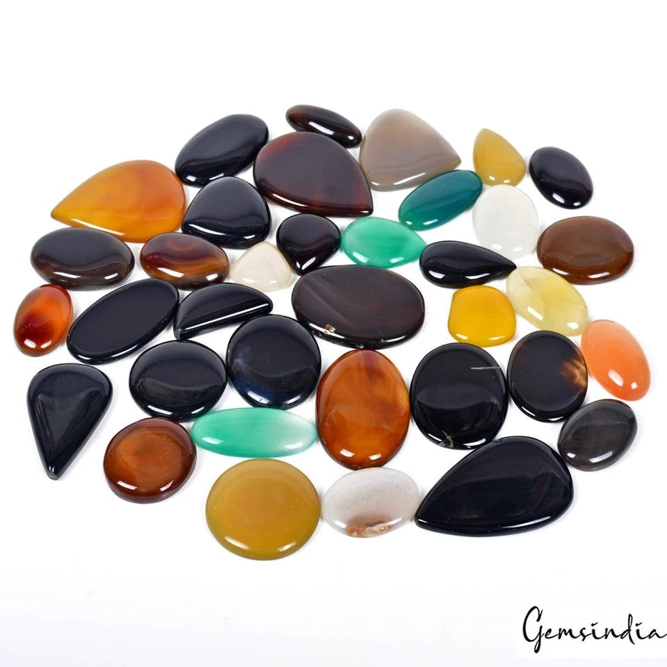 2140 Cts/36 Pcs Natural Untreated Multi Color Onyx Mix Cab Loose Wholesale Gems