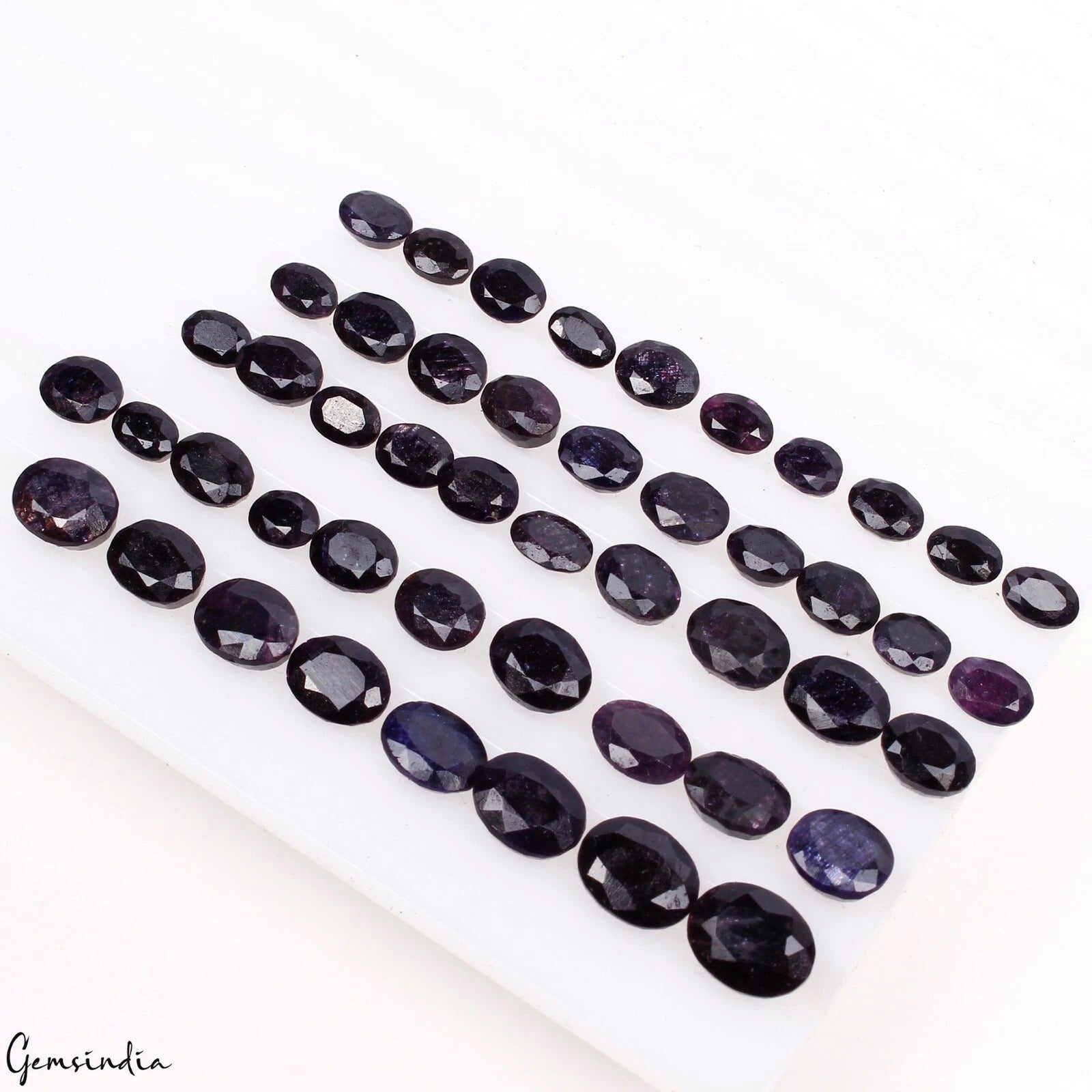 75.70 Cts/48 Pcs Natural Blue Sapphire Oval Faceted Cut Loose Gems For Jewelry