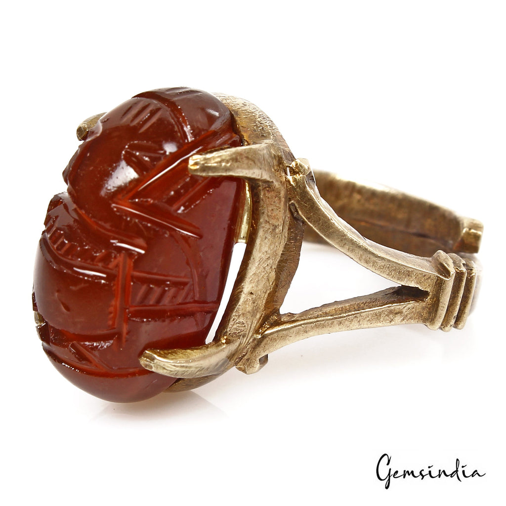 8 Mix Metal Adjustable Ashtadhatu Carved Ganesha Onyx Gem Astrological Ring~7gm