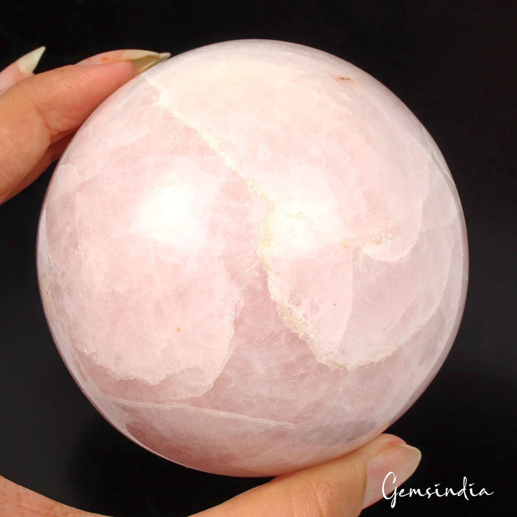 4250 Ct Natural Pink Rose Quartz Healing Crystal Mineral Sphere Gems With Stand
