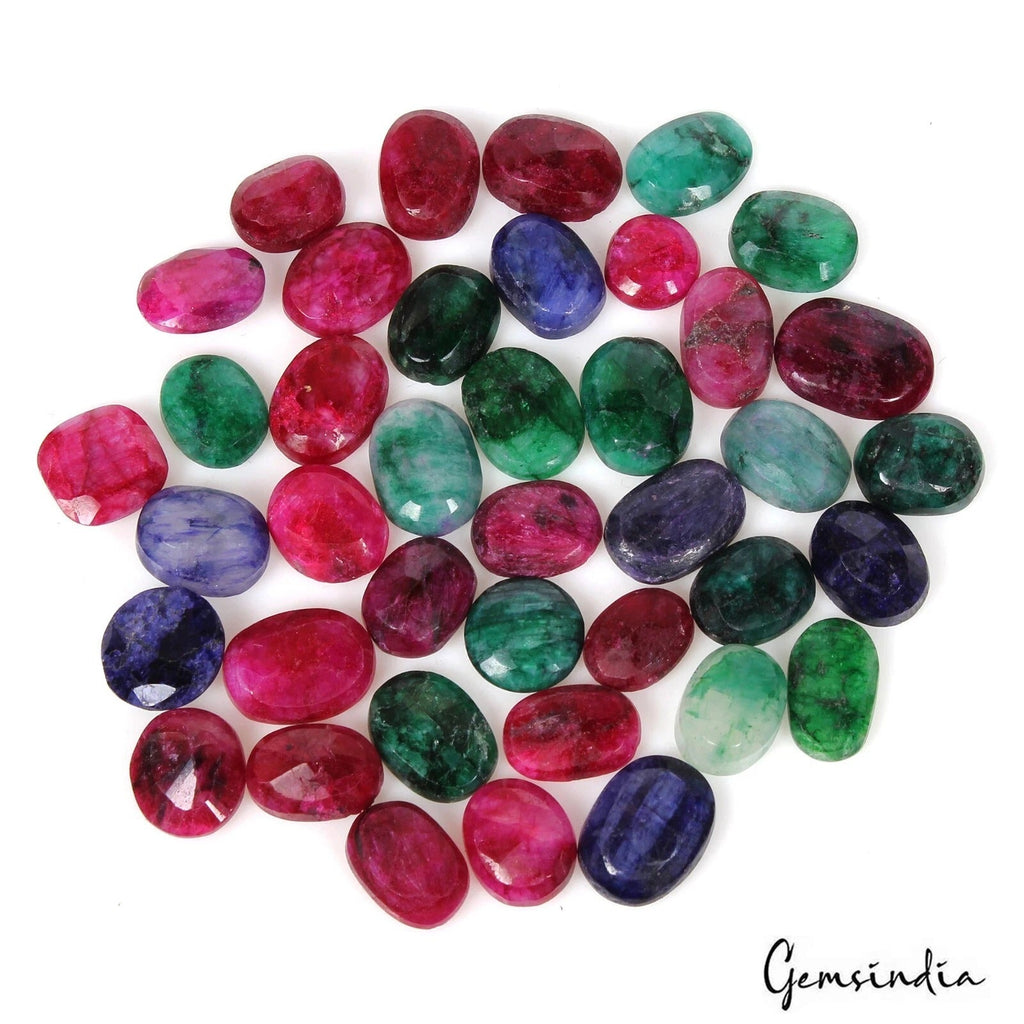 340 Ct Natural Multicolor Beryl Emerald Oval Faceted Loose Wholesale Gems Lot