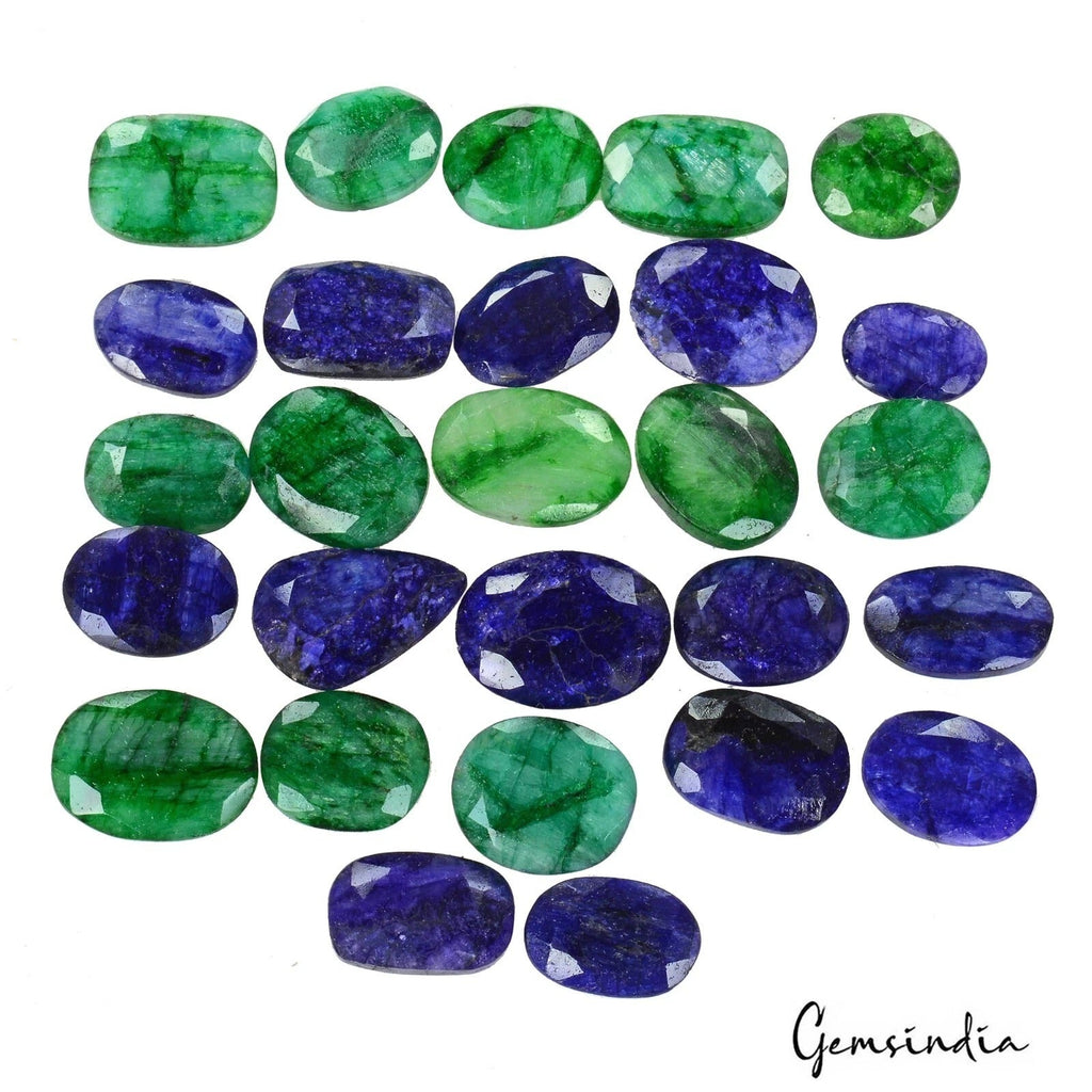 280 Cts/27 Pcs Natural Blue Beryl Green Emerald Oval Cut Gems Lot For Jewelry