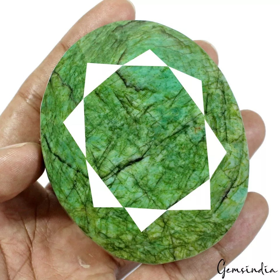 2160 Cts Natural Brazilian Green Emerald Oval Faceted Loose Huge Gem-84x69x46mm