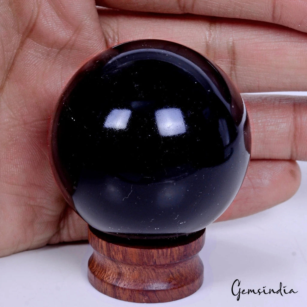 Obsidian Sphere, Untreated, Black — 45mm, 600 Ct, Madagascar