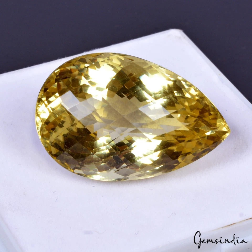 Citrine Loose Gemstone, Untreated, Yellow — 34x22x19 mm, 79.45 Ct