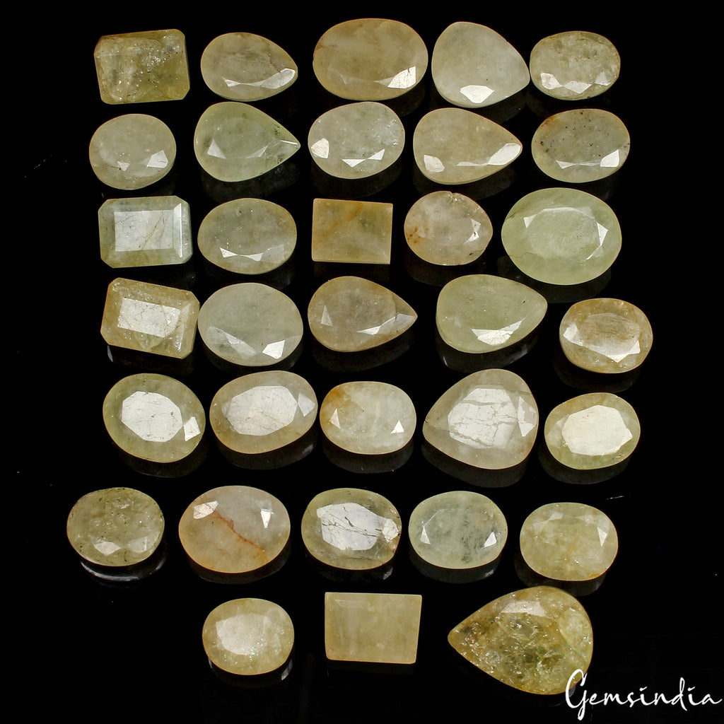 470 Ct/33 Pcs Natural Untreated Heliodor Yellow Beryl Mix Cut 13-23mm Gemstones