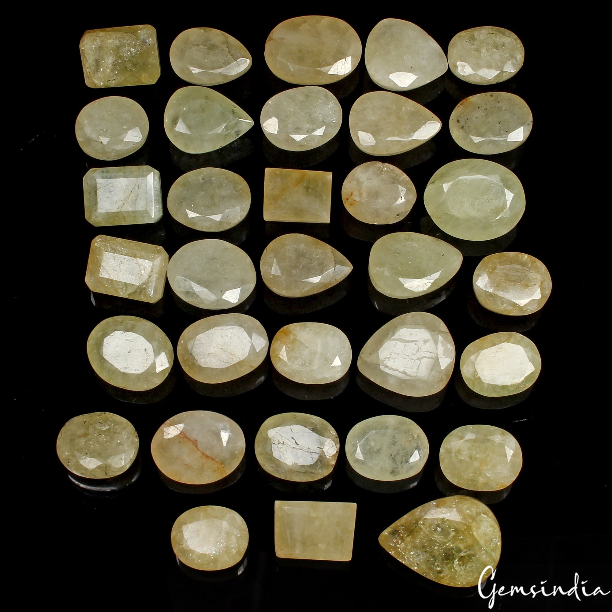 470 Ct/33 Pcs Natural Untreated Heliodor Yellow Beryl Mix Cut 13-23mm Gemstones