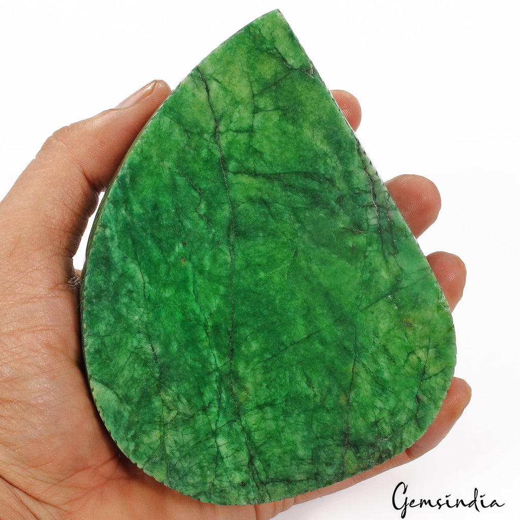 Certified 3980 Cts Natural Brazilian Top Green Emerald Pear Hand Carved Huge Gem